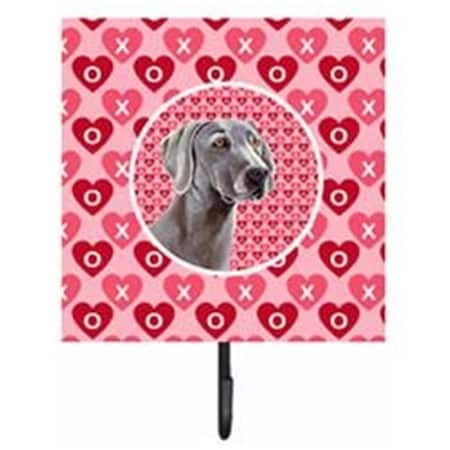 Jensendistributionservices 4.25 x 7 in. Weimaraner Valentines Love and Hearts Leash Or Key Holder MI1714437